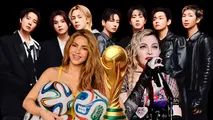 Shakira, Madona y BTS actuar&aacute;n en la final del Mundial 2026./ COMPOSICI&Oacute;N OPINI&Oacute;N