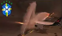 El avi&oacute;n de Brasil fue &acute;bendecido` antes de partir al Mundial 2026. RRSS.