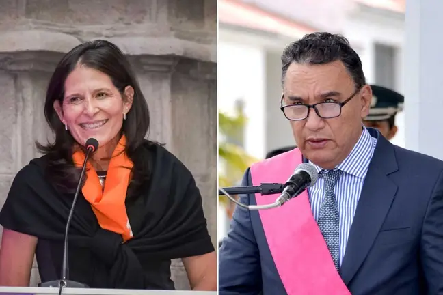 Beatriz Garc&iacute;a y Marcelo Salinas, ministros salientes. ERBOL