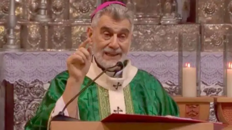 El arzobispo Sergio Gualberti en su homil&iacute;a en la Bas&iacute;lica San Lorenzo M&aacute;rtir.