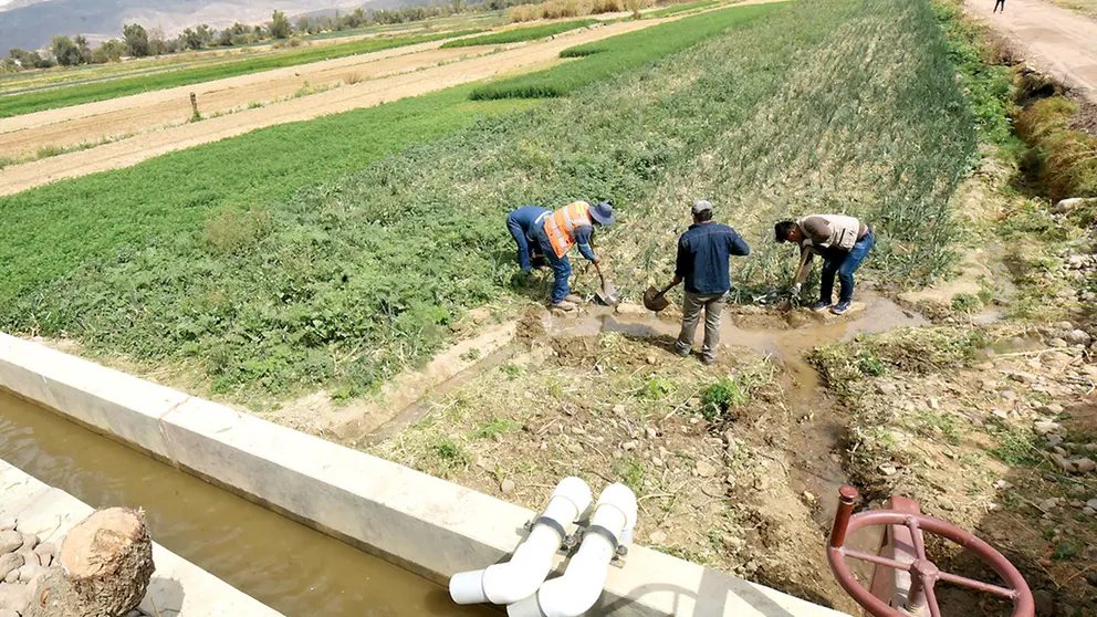 Zona de cultivo con sistema de riego tecnificado en Sipe Sipe.