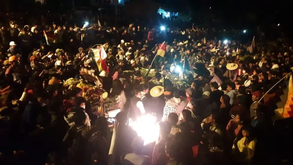 Velorio de las personas fallecidas en el enfrentamiento de ayer, en Sacaba.