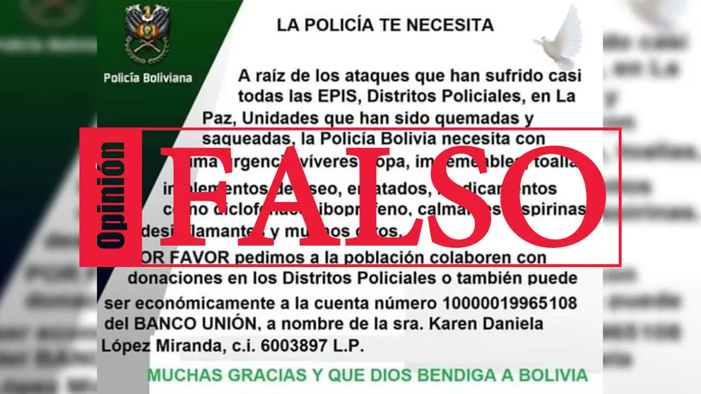 Comunicado de la Polic&iacute;a falso