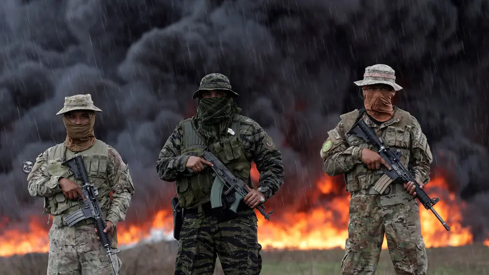 Unidades de la Polic&iacute;a Nacional en Panam&aacute; destruyen 24.6 toneladas de drogas. Foto: EFE