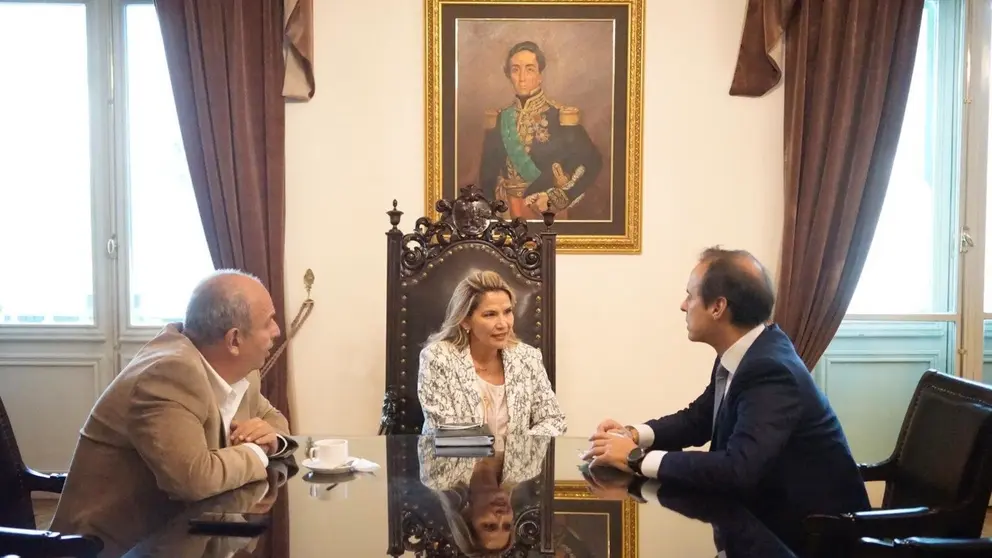 Reuni&oacute;n de la presidenta, Jeanine A&ntilde;ez, con Jorge Quiroga y el ministro de Gobierno, Arturo Murillo.