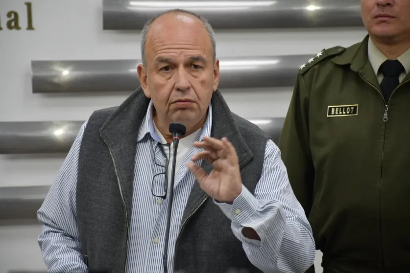 El ministro de Gobierno, Arturo Murillo, durante una conferencia de prensa.
