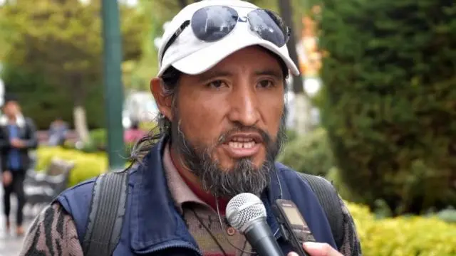 David Inca, representante de  las v&iacute;ctimas de Senkata. OX&Iacute;GENO