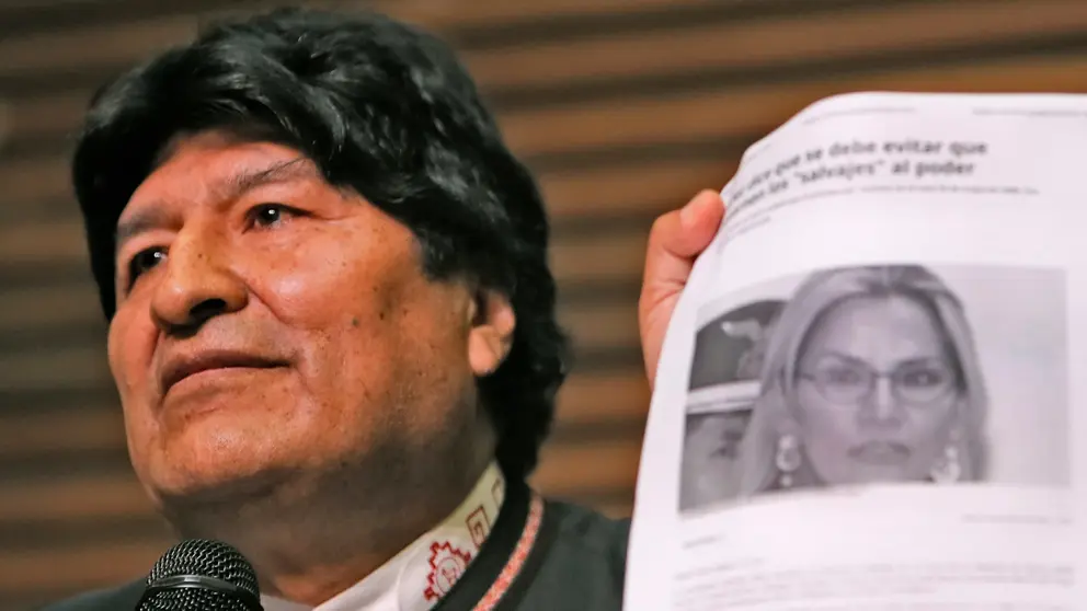 El expresidente y excandidato Evo Morales, en conferencia de prensa, ayer.      EFE