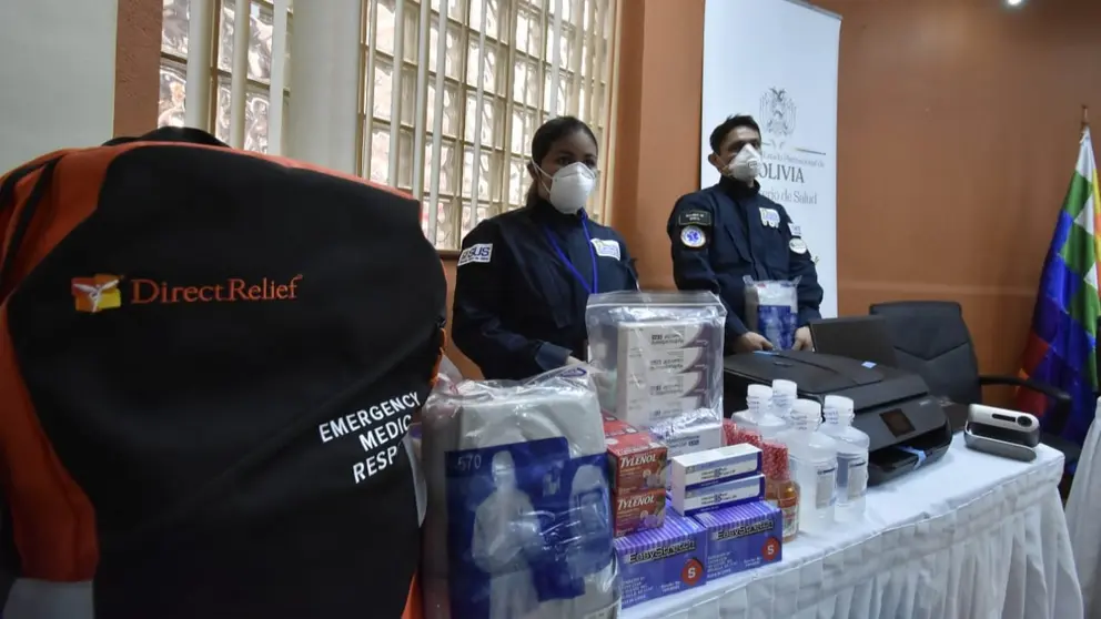 La donaci&oacute;n de la ONG Direct Relief al Ministerio de Salud, ayer. APG