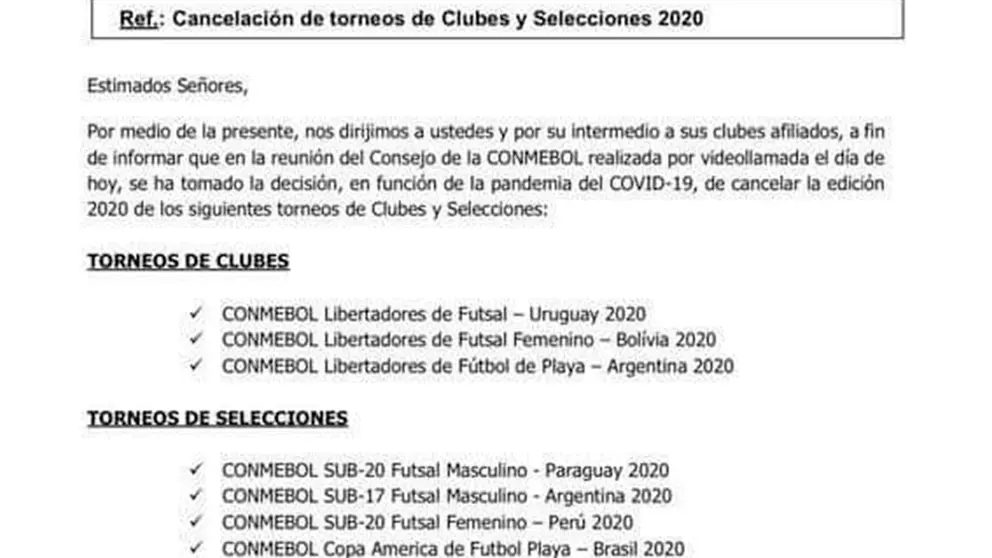 Comunicado de la CONMEBOL.