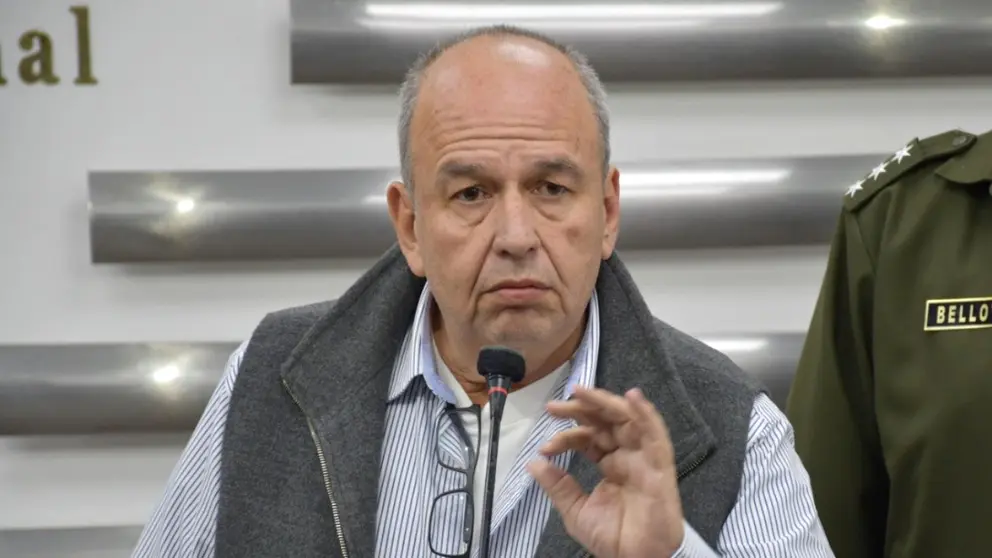 El exministro de Gobierno Arturo Murillo, en una conferencia de prensa. ARCHIVO