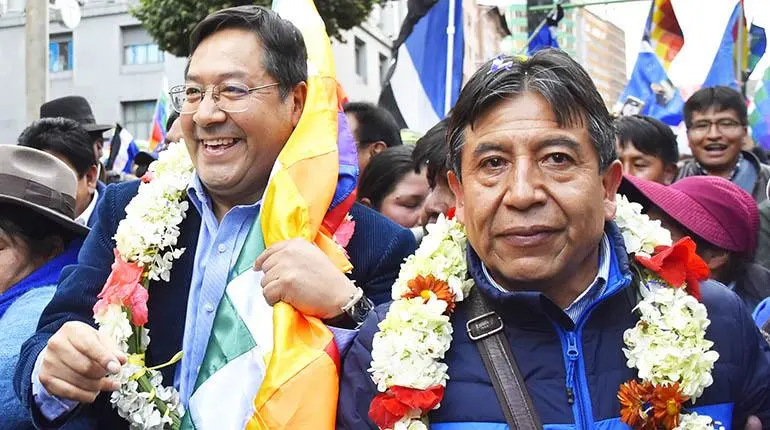 Luis Arce, presidente de Bolivia y David Choquehuanca, vicepresidente del Estado.