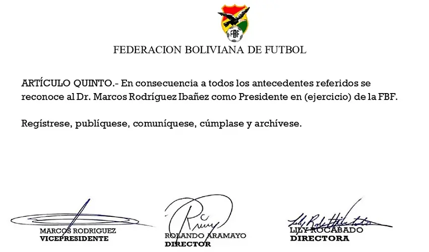 Un fragmento de la resoluci&oacute;n del Comit&eacute; Ejecutivo. FBF