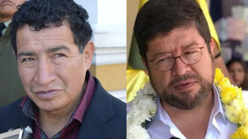 V&iacute;ctor Borda, diputado por el Movimiento Al Socialismo (MAS) y Samuel Doria Medina, candidato a la vicepresidencia.