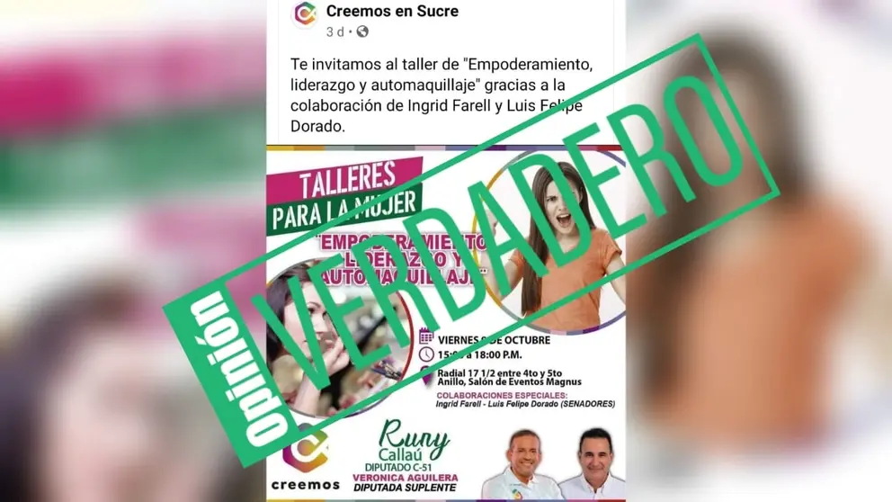 Candidato a diputado por Creemos ofrece taller de automaquillaje para mujeres.