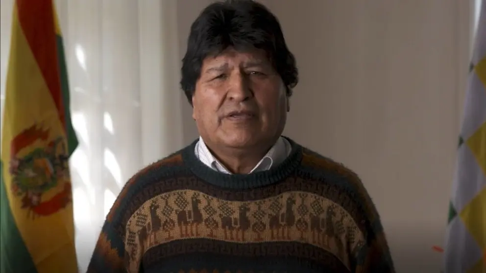 El expresidente de Bolivia, Evo Morales, durante un mensaje en video.