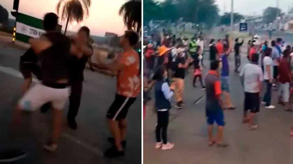 Enfrentamientos en Santa Cruz entre personas que intentan bloquear rotondas y comerciantes. Erbol
