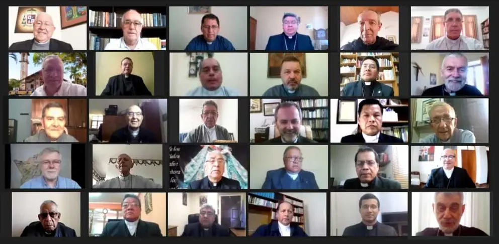 Una imagen de la sesi&oacute;n virtual de la reuni&oacute;n de los obispos del pa&iacute;s. ERBOL