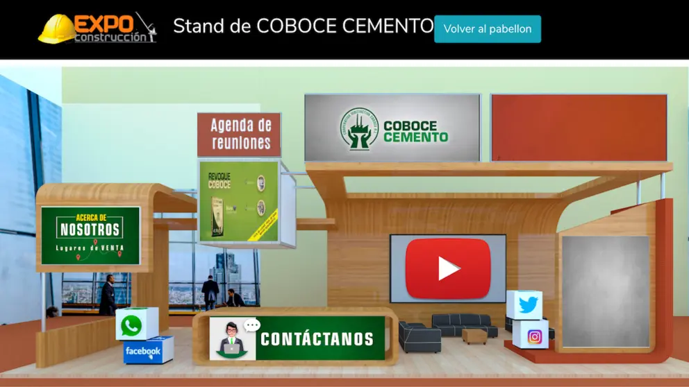 Ventana del sal&oacute;n  virtual de Coboce Cemento en la Expoconstrucci&oacute;n 2020.