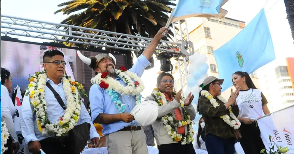 Sergio Rodr&iacute;guez (Vikingo) fue presentado como candidato a la alcald&iacute;a de Cochabamba por el MTS. Foto: No&eacute; Portugal
