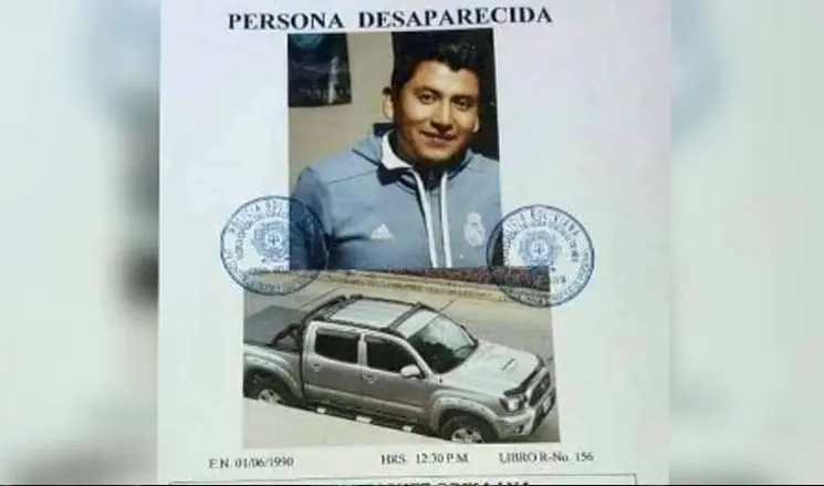 Afiche que reporta la desaparición de Ariel Rodríguez. POLICÍA