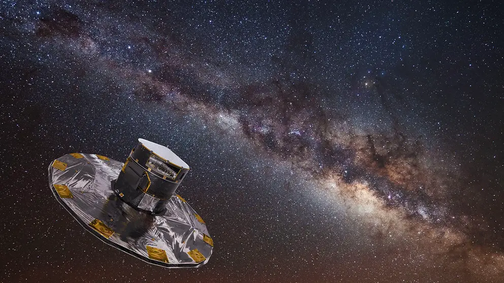 Fotograf&iacute;a facilitada por la Agencia Espacial Europea (ESA) de la sonda espacial Gaia, el telescopio m&aacute;s complejo construido en Europa. EFE