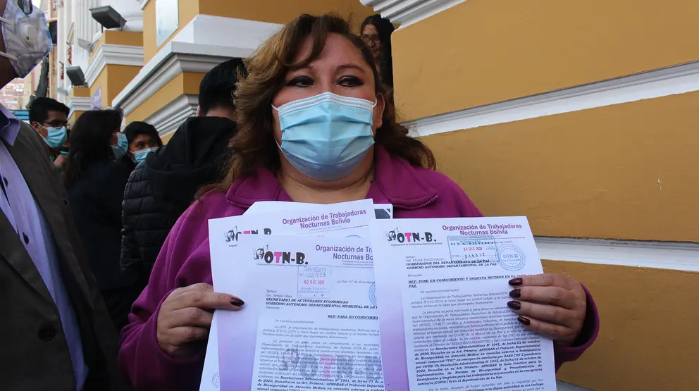 Aylin Aparicio dirigente Organizacion de Trabajadoras Nocturnas de Bolvia