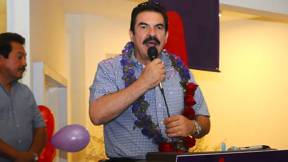 El exprefecto de Cochabamba y ahora candidato a la Alcaldía de la ciudad, Manfred Reyes Villa, durante la presentación de la alianza Súmate. NOÉ PORTUGAL