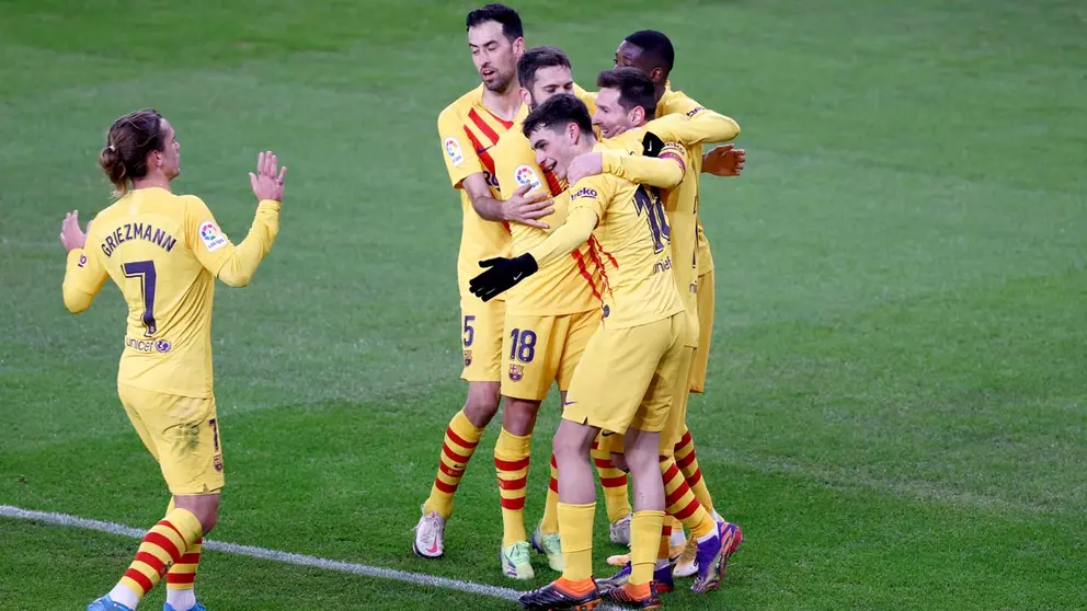El jugador del Barcelona Leo Messi, celebra el segundo gol contra el Athletic de Bilbao. EFE