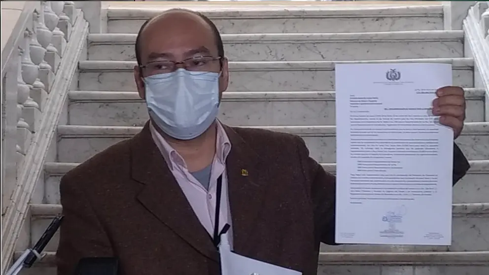 El jefe de bancada en la C&aacute;mara de Diputados por la alianza Creemos, Erwin Baz&aacute;n. ERBOL