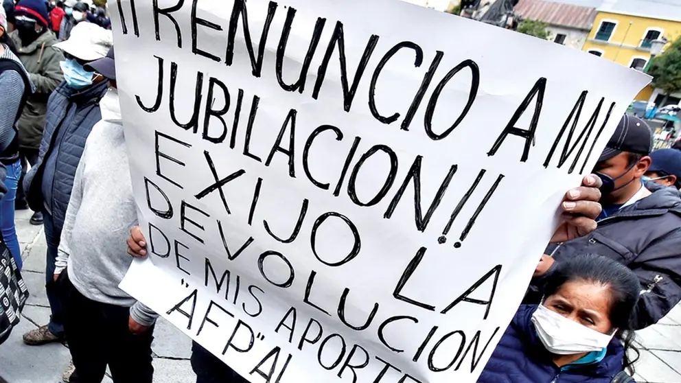 Una protesta en La Paz de aportantes a las AFP. APG