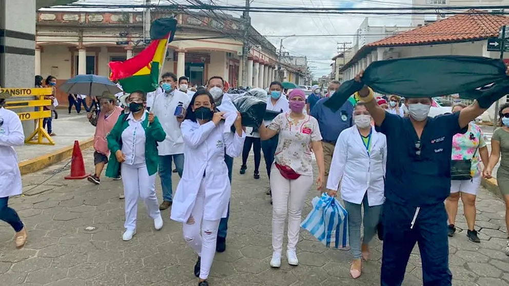 Una protesta pasada de los galenos. COLEGIO M&Eacute;DICO DE SANTA CRUZ