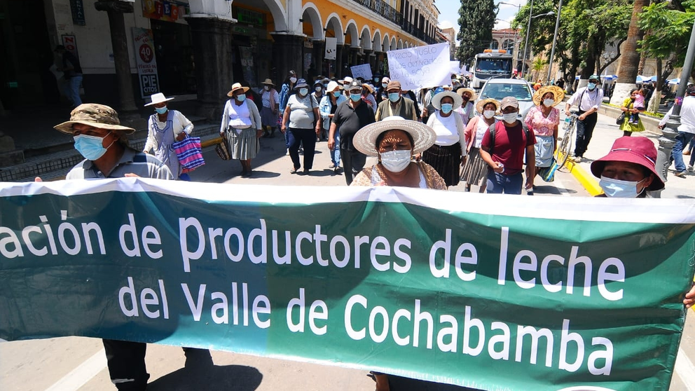 Marcha de productores lecheros en contra del incremento en el precio de la soya y sus derivados. NO&Eacute; PORTUGAL