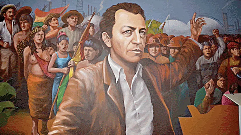Un mural en el que aparece el político y líder socialista Marcelo Quiroga Santa Cruz. CASA MARCELO QUIROGA SANTA CRUZ