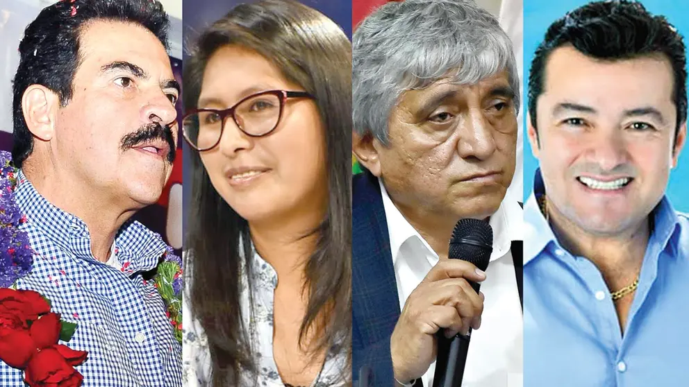 Los alcaldes electos Manfred Reyes Villa, Eva Copa, Iván Arias y Jhonny Fernández. ARCHIVO