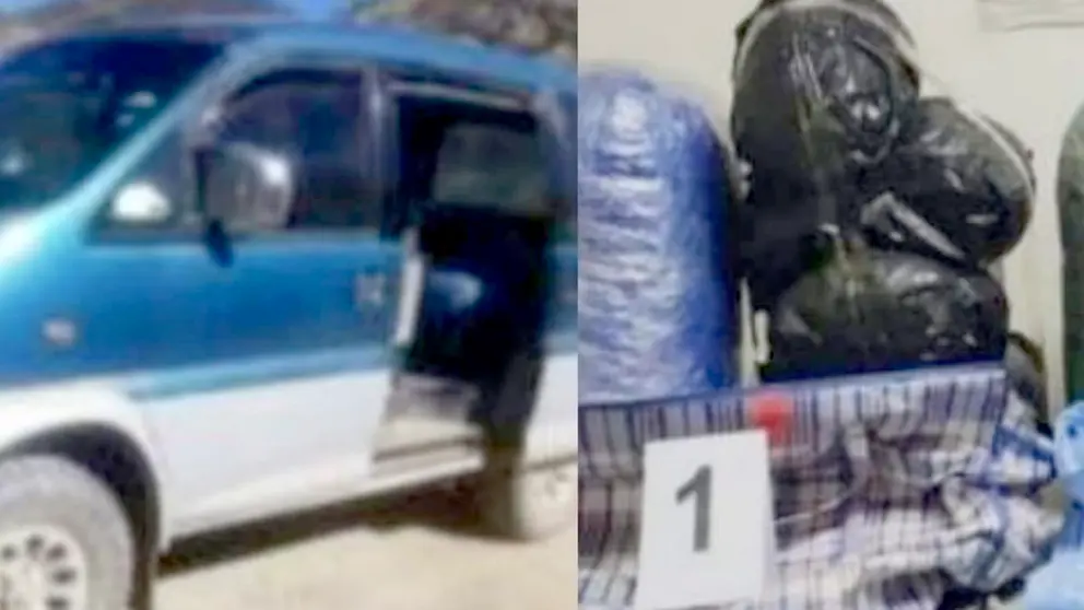 Las bolsas que encontraron al interior del motorizado. Frecuencia Policial Cochabamba