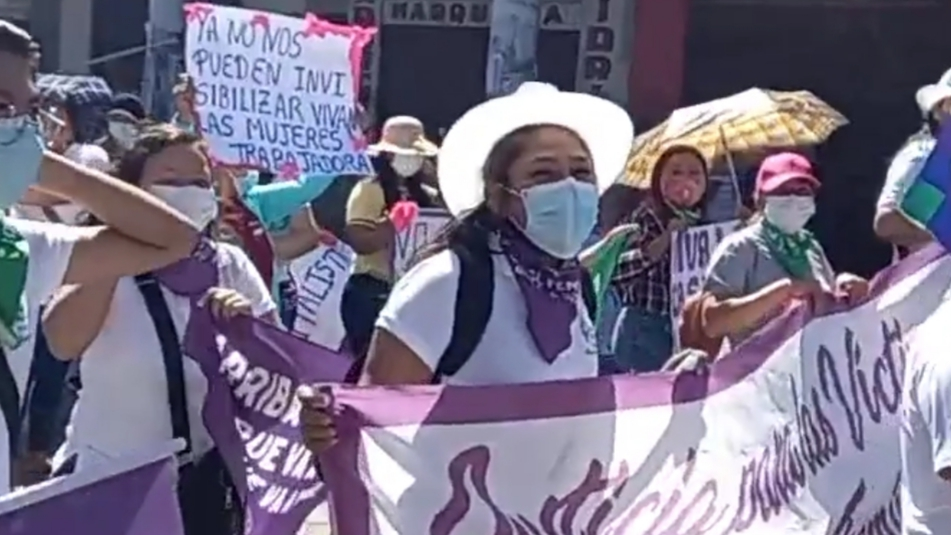 Trabajadoras del hogar, parte de los festejos por el 1 de Mayo. Captura de video