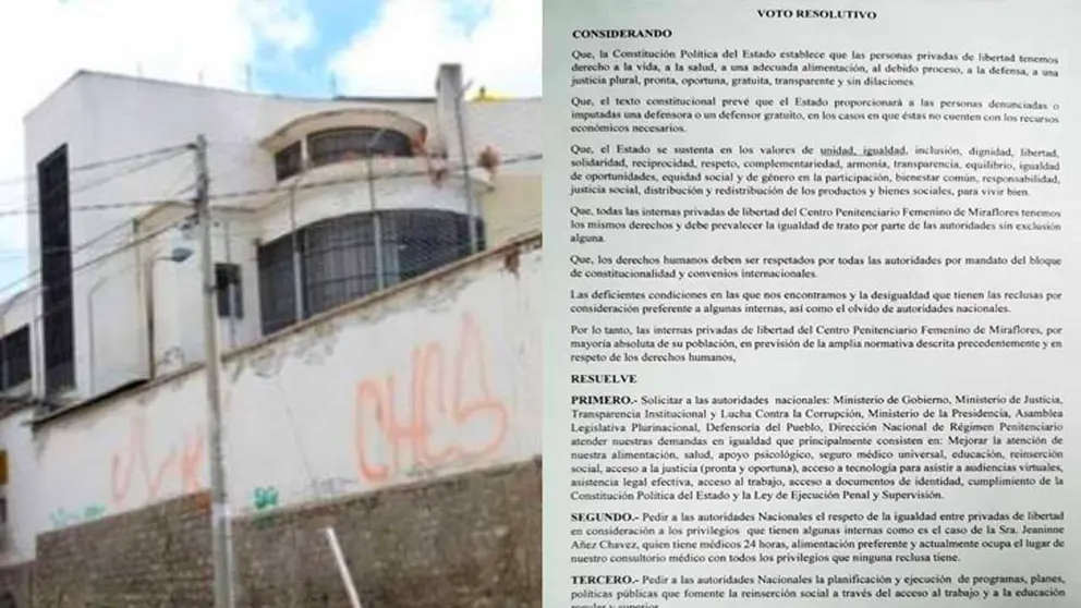 La cárcel de mujeres de Miraflores y la resolución. ERBOL