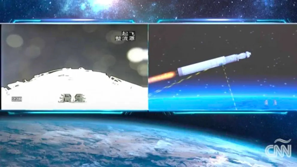 Un cohete chino fuera de control que regresa a la Tierra. Captura CNN