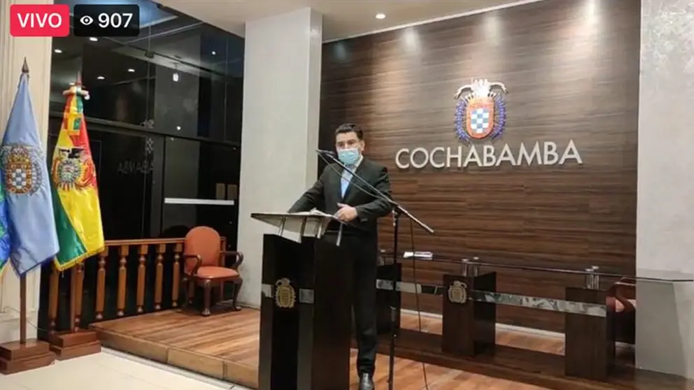 La conferencia de prensa en la Alcald&iacute;a.