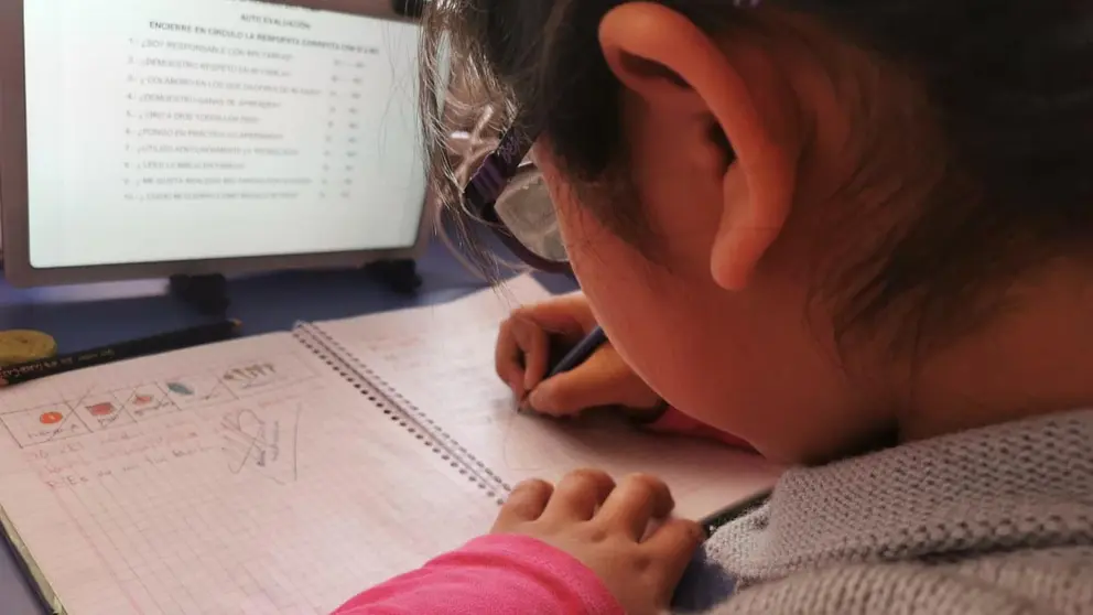 Una niña pasa clases virtuales en su hogar. ARCHIVO