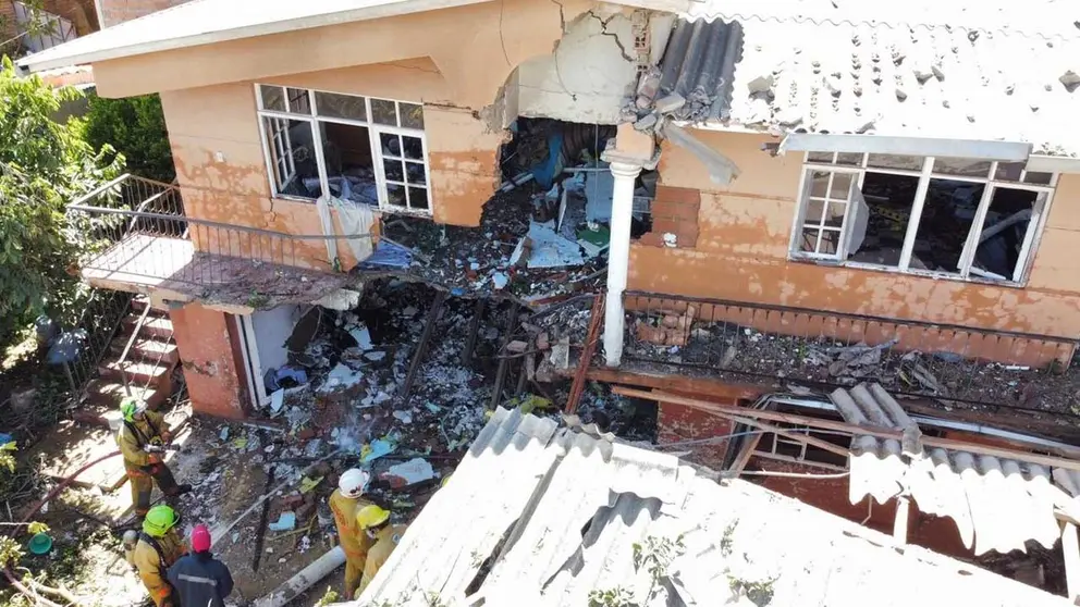 La casa donde cayó la aeronave K8 en Sacaba, el 24 de marzo. ALEJANDRO ORELLANA
