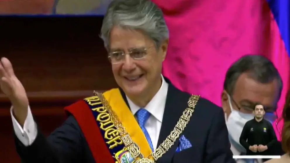 Guillermo Lasso, presidente de Ecuador. Captura transmisi&oacute;n canal estatal