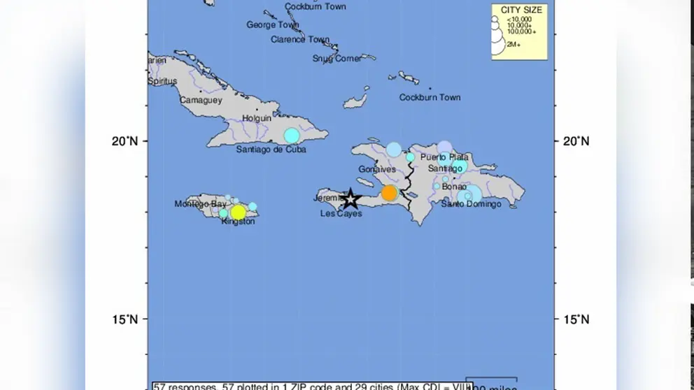 imagen del reporte del Sismo. EFE