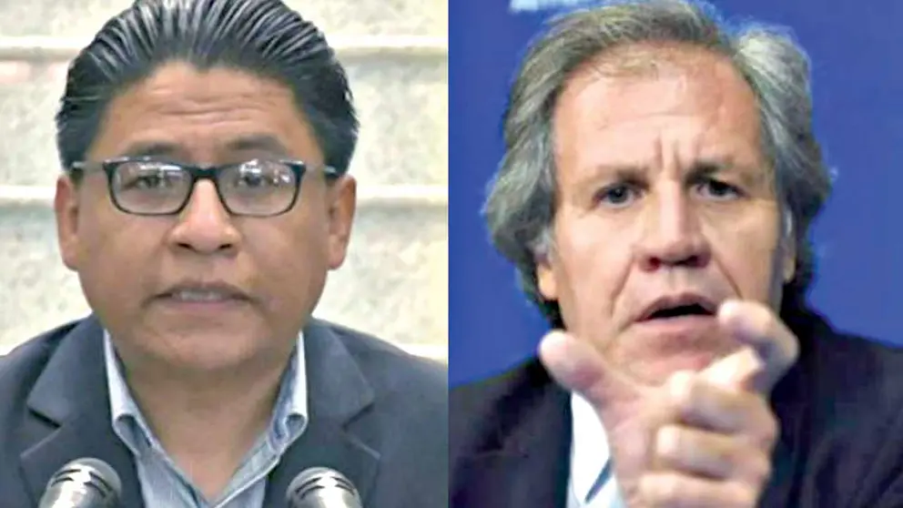 El ministro Iván Lima (i)  y el secretario general de la OEA, Luis Almagro. ARCHIVO