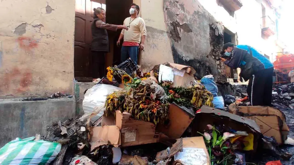 Imagen de los restos de una caseta en el pasaje Atacama en Quillacollo. Noé Portugal