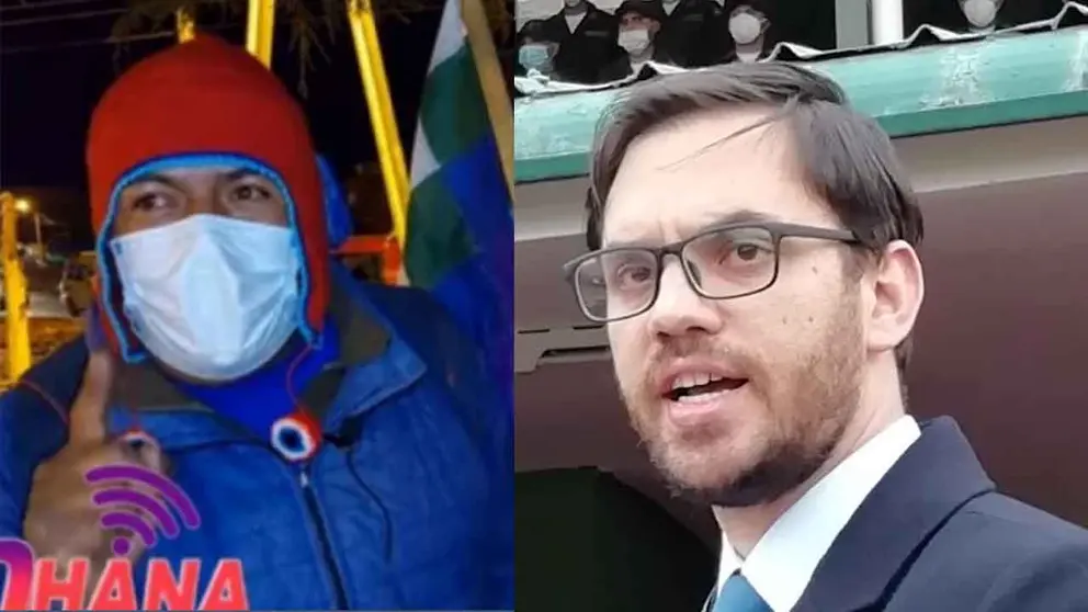 Uno de los representantes de la organizaci&oacute;n (i) el ministro de Gobierno, Eduardo del Castillo (d).