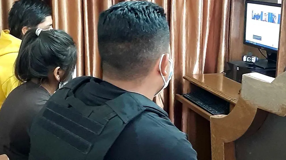 Sindicados durante la audiencia virtual de medidas cautelares. TRIBUNAL DEPARTAMENTAL DE JUSTICIA