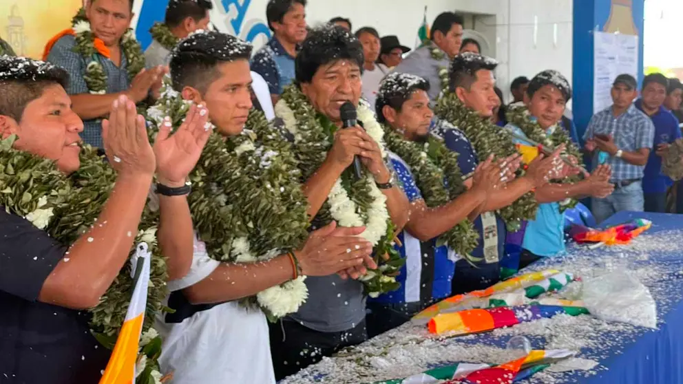 Evo Morales y el presidente del Senado, Andrónico Rodríguez, fueron ratificados por unanimidad como titulares de la Coordinadora. ABI