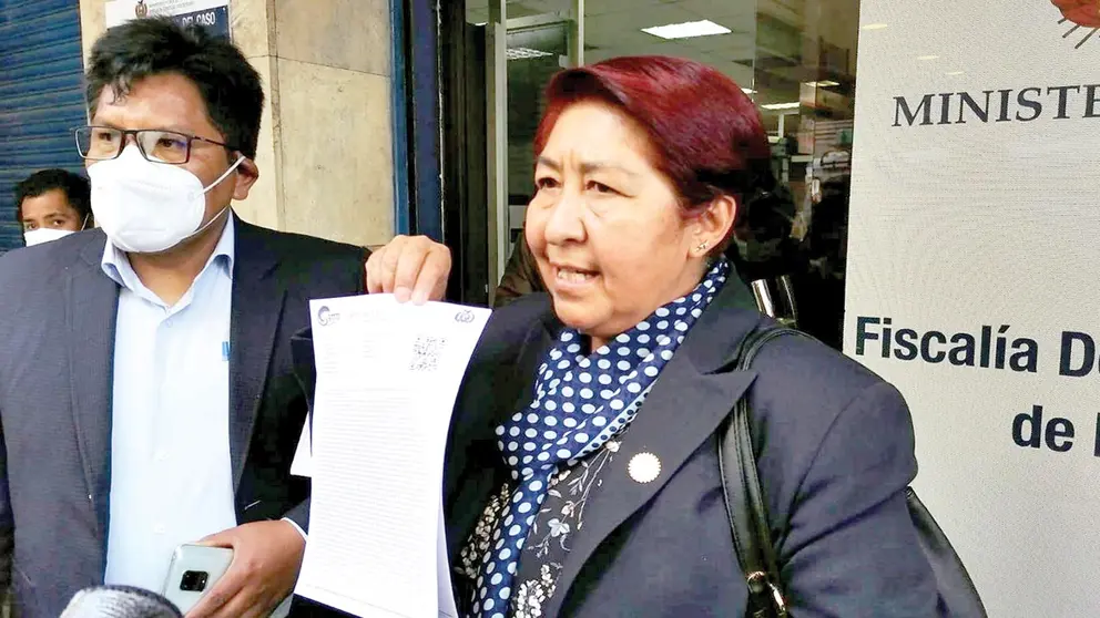 La viceministra de Educación Superior, Aurea Balderrama, quien formalizó la denuncia. ERBOL